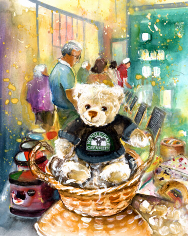 Painting titled "Teddy Bear Wensley…" by Miki De Goodaboom, Original Artwork, Watercolor