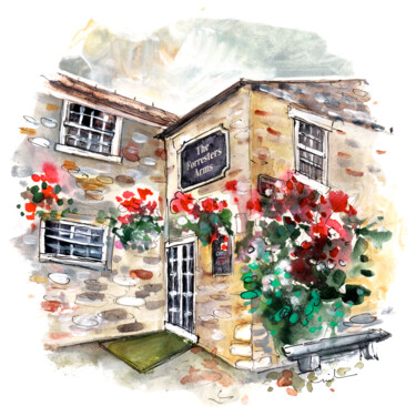 Painting titled "The Forresters Arms…" by Miki De Goodaboom, Original Artwork, Watercolor