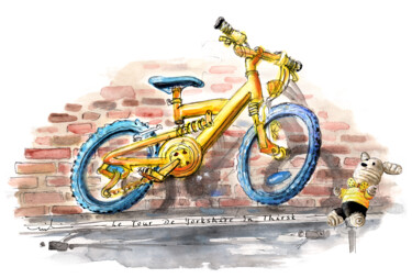 Painting titled "The Tour De Yorkshi…" by Miki De Goodaboom, Original Artwork, Watercolor