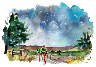 Peinture intitulée "Cycling On The Nort…" par Miki De Goodaboom, Œuvre d'art originale, Aquarelle