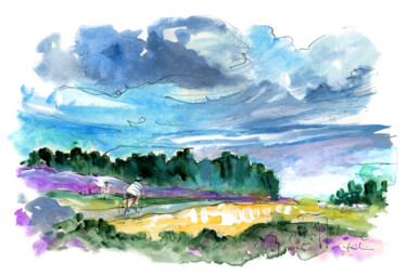 Schilderij getiteld "Cycling On The Nort…" door Miki De Goodaboom, Origineel Kunstwerk, Aquarel