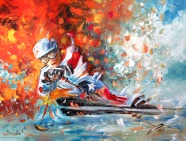 Peinture intitulée "Skiing 14" par Miki De Goodaboom, Œuvre d'art originale, Acrylique