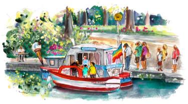 Ζωγραφική με τίτλο "Icecream Boat In Yo…" από Miki De Goodaboom, Αυθεντικά έργα τέχνης, Ακουαρέλα