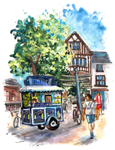 Painting titled "Lemonade Van In York" by Miki De Goodaboom, Original Artwork, Watercolor