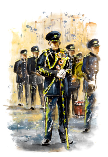 Peinture intitulée "RAF Military Parade…" par Miki De Goodaboom, Œuvre d'art originale, Aquarelle