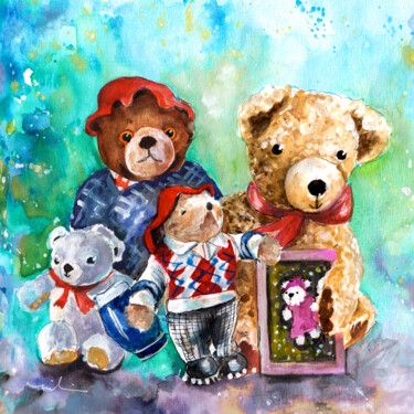 Painting titled "Teddy Bears From Yo…" by Miki De Goodaboom, Original Artwork, Watercolor