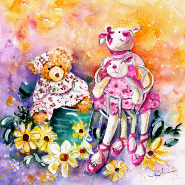 Peinture intitulée "The Bear And The Ba…" par Miki De Goodaboom, Œuvre d'art originale, Aquarelle