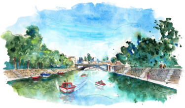 Painting titled "The River Ouse In Y…" by Miki De Goodaboom, Original Artwork, Watercolor