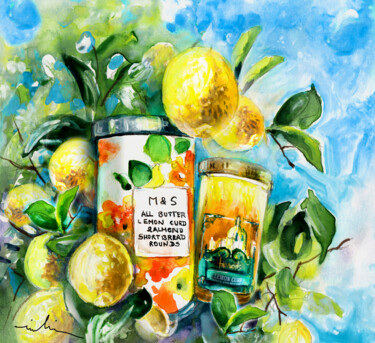 Schilderij getiteld "Lemon Curd" door Miki De Goodaboom, Origineel Kunstwerk, Aquarel