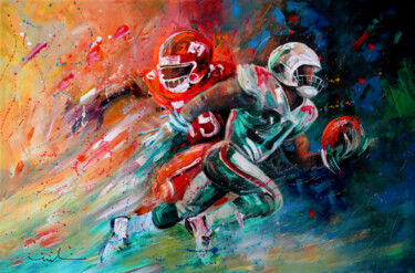 Painting titled "American Football 05" by Miki De Goodaboom, Original Artwork, Acrylic