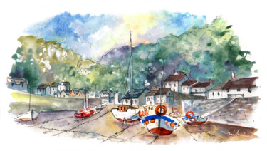 Painting titled "Lynmouth 03" by Miki De Goodaboom, Original Artwork, Watercolor