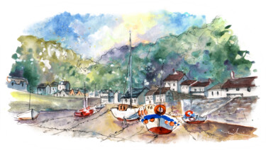 Malerei mit dem Titel "Lynmouth 03" von Miki De Goodaboom, Original-Kunstwerk, Aquarell