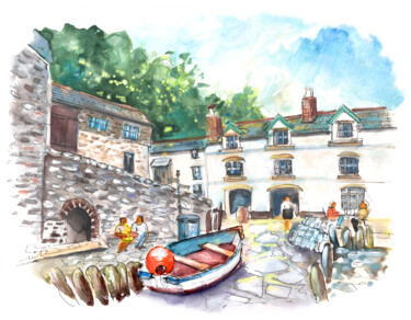 Painting titled "Clovelly 06" by Miki De Goodaboom, Original Artwork, Watercolor
