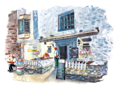Painting titled "The Mote Bar In Por…" by Miki De Goodaboom, Original Artwork, Watercolor
