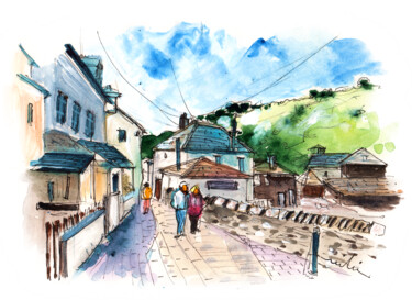 Painting titled "Port Isaac 06" by Miki De Goodaboom, Original Artwork, Watercolor