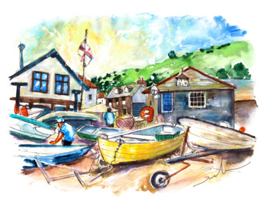 Painting titled "Port Isaac 10" by Miki De Goodaboom, Original Artwork, Watercolor