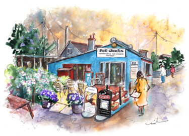 Painting titled "Fat Jacks Ice Cream…" by Miki De Goodaboom, Original Artwork, Watercolor