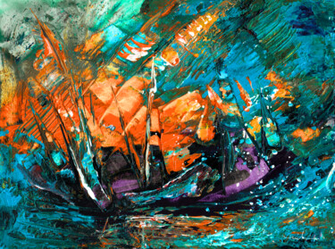Painting titled "Naval Battle" by Miki De Goodaboom, Original Artwork, Acrylic