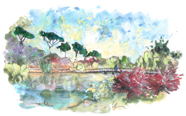 Malerei mit dem Titel "Villa Pamphili Park…" von Miki De Goodaboom, Original-Kunstwerk, Aquarell