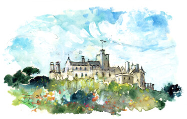 Malerei mit dem Titel "St Michaels Mount 03" von Miki De Goodaboom, Original-Kunstwerk, Aquarell