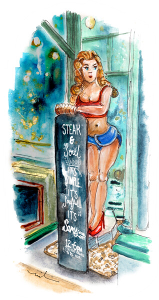 Painting titled "Steak And Soul On S…" by Miki De Goodaboom, Original Artwork, Watercolor