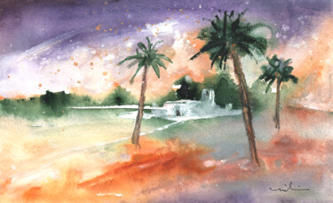 Malerei mit dem Titel "Cortijo In Almeria" von Miki De Goodaboom, Original-Kunstwerk, Aquarell