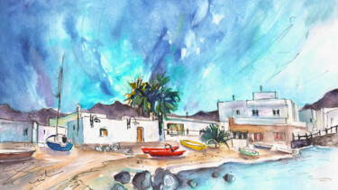 Malerei mit dem Titel "La Isleta Del Moro…" von Miki De Goodaboom, Original-Kunstwerk, Aquarell