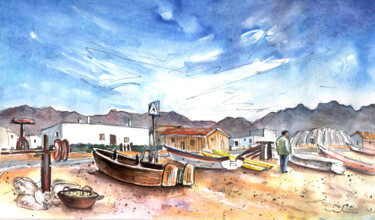 Pintura intitulada "Playa Las Salinas" por Miki De Goodaboom, Obras de arte originais, Aquarela
