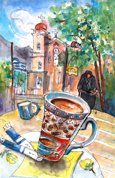 "Coffee Break in Nea…" başlıklı Tablo Miki De Goodaboom tarafından, Orijinal sanat, Suluboya