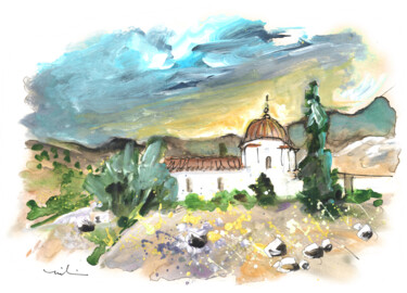 Painting titled "Ermita De San Loren…" by Miki De Goodaboom, Original Artwork, Watercolor