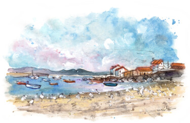 Painting titled "Portocubelo in Gali…" by Miki De Goodaboom, Original Artwork, Watercolor