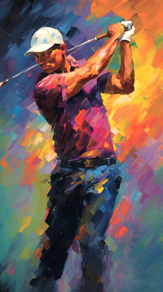 Digitale Kunst mit dem Titel "Golf Fascination 03" von Miki De Goodaboom, Original-Kunstwerk, Digitale Malerei