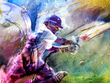 Digital Arts titled "Cricket Passion 02" by Miki De Goodaboom, Original Artwork, Digital Painting
