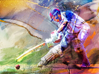 Digitale Kunst getiteld "Cricket Passion 03" door Miki De Goodaboom, Origineel Kunstwerk, Digitaal Schilderwerk