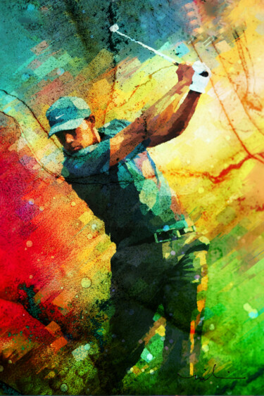 Digitale Kunst mit dem Titel "Golf Imagination 02" von Miki De Goodaboom, Original-Kunstwerk, Digitale Malerei
