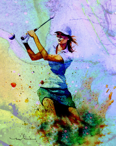 Digital Arts titled "Golf Elegance 02" by Miki De Goodaboom, Original Artwork, Digital Painting