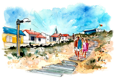 Malerei mit dem Titel "Farol Island 06" von Miki De Goodaboom, Original-Kunstwerk, Aquarell