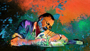 Digital Arts titled "Ernest Hemingway Ar…" by Miki De Goodaboom, Original Artwork, Digital Painting