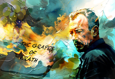 Arte digital titulada "John Steinbeck and…" por Miki De Goodaboom, Obra de arte original, Pintura Digital