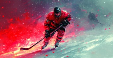 Arte digital titulada "Ice Hockey Passion…" por Miki De Goodaboom, Obra de arte original, Imagen generada por IA