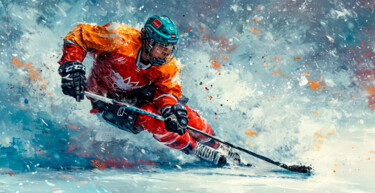 Digitale Kunst mit dem Titel "Ice Hockey Passion…" von Miki De Goodaboom, Original-Kunstwerk, KI-generiertes Bild