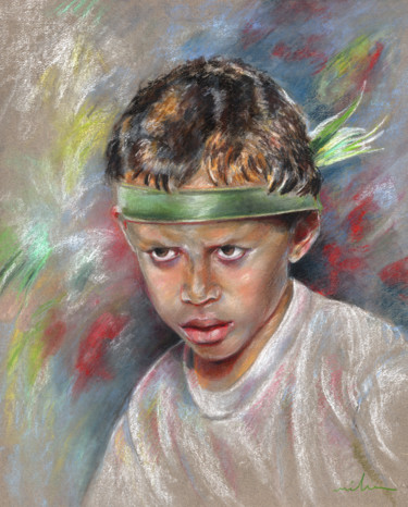 Malerei mit dem Titel "Young Maori from Ta…" von Miki De Goodaboom, Original-Kunstwerk, Öl