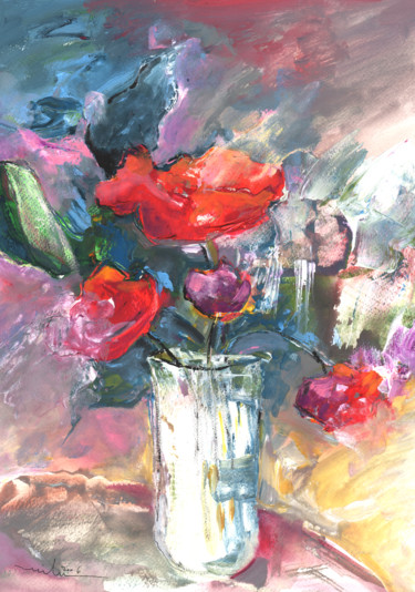 Peinture intitulée "Bouquet de Chez Moi…" par Miki De Goodaboom, Œuvre d'art originale, Gouache