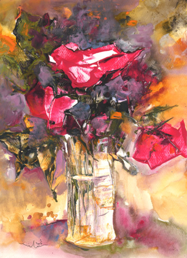 Peinture intitulée "Bouquet de Chez Moi…" par Miki De Goodaboom, Œuvre d'art originale, Gouache