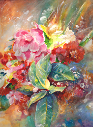 Картина под названием "Le Bouquet De Pomme" - Miki De Goodaboom, Подлинное произведение искусства, Гуашь