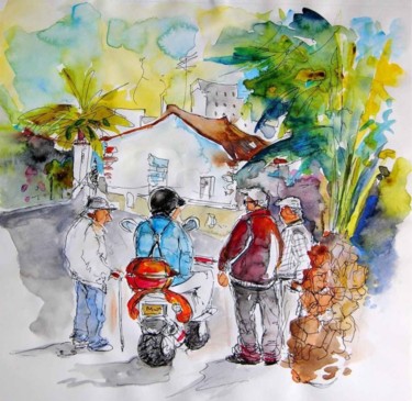 Картина под названием "Men in Castro Marim" - Miki De Goodaboom, Подлинное произведение искусства, Масло