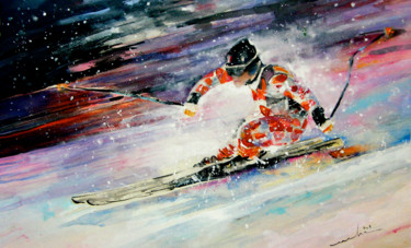 Painting titled "Downhill" by Miki De Goodaboom, Original Artwork, Watercolor