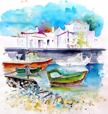 Painting titled "Boats in Tavira" by Miki De Goodaboom, Original Artwork, Oil