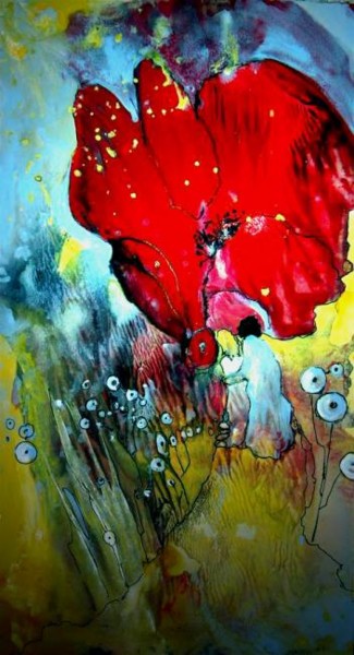Schilderij getiteld "Poppy" door Miki De Goodaboom, Origineel Kunstwerk, Olie