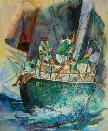 Painting titled "Team Work 2" by Miki De Goodaboom, Original Artwork, Oil